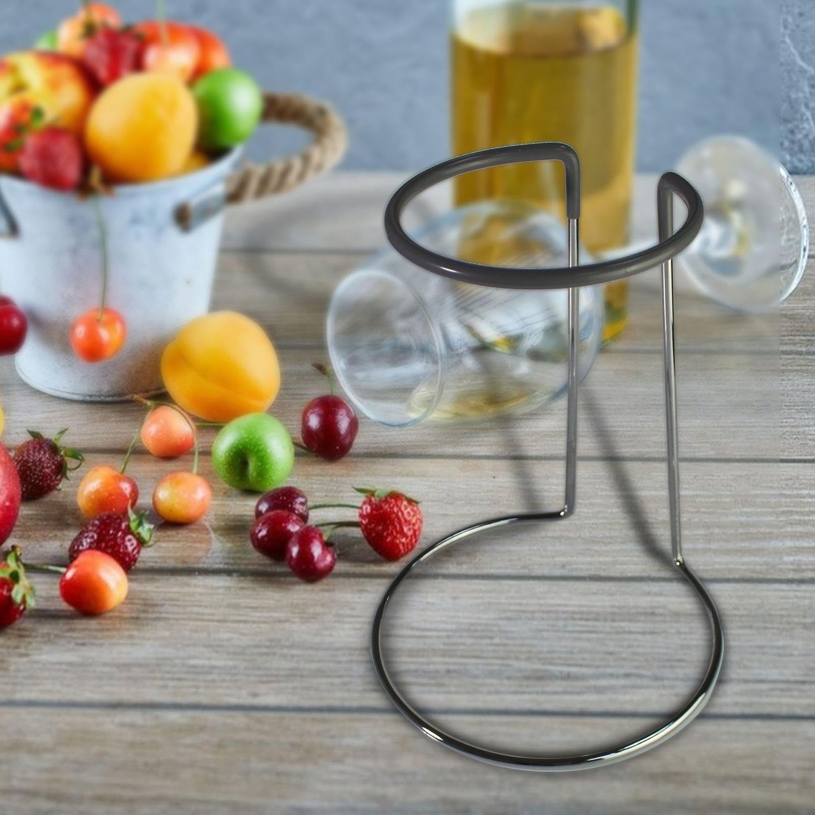 Soporte para Secado Decantador de Vino 25 cm, Parte Revestida de Goma Antirrayas, Organizador de Cristalería