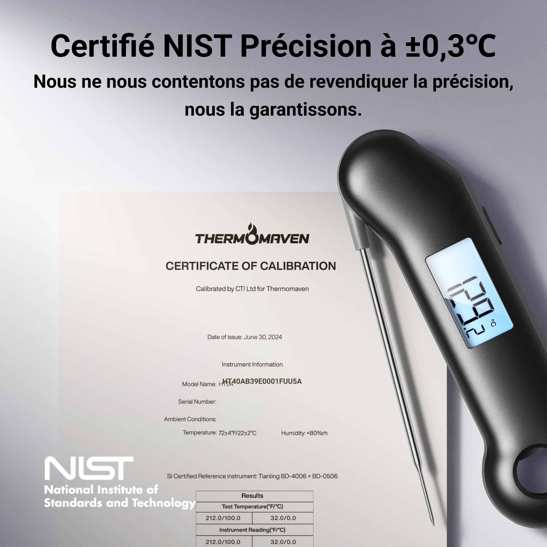 ThermoMaven F1 Turbo Thermomètre de Cuisine Numérique, 0,5s Lecture Instantanée, Précision ±0,3°C, Étanche IP67