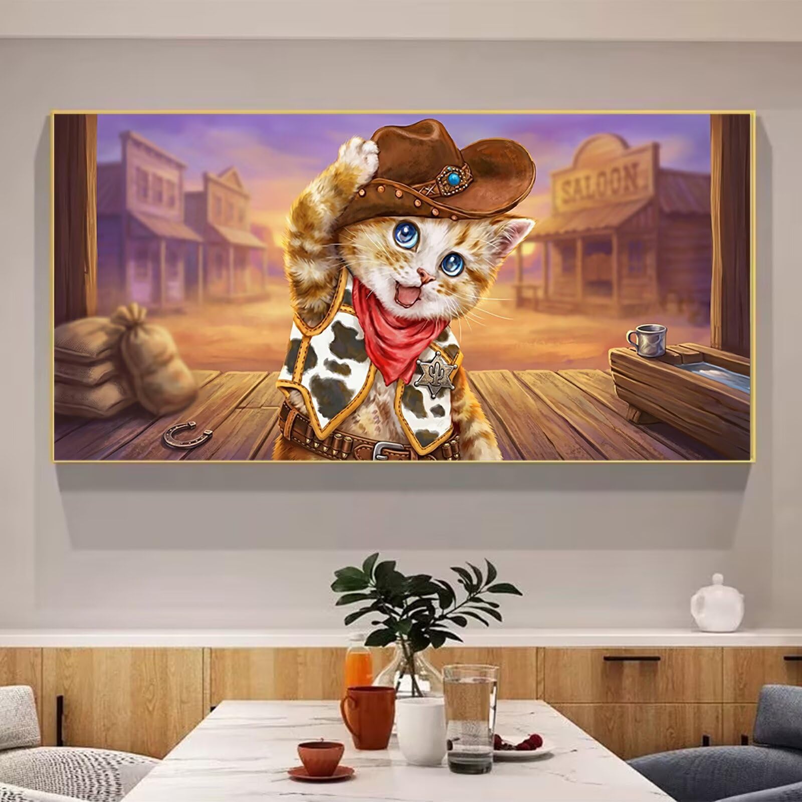 Diamond Painting Katze Diamond Painting Erwachsene XXL Tier, 5D Full Runder Drill Diamanten Malen Nach Zahlen, DIY Set Mosaik Bastelset Kreativ Set für Erwachsene Home Decor Wanddeko 100x200cm,Cod-979