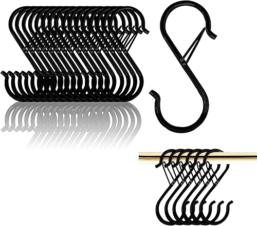 Ganchos en S para colgar, resistentes con diseño de hebilla de seguridad, ganchos en forma de S para utensilios de cocina, sartenes, barra de