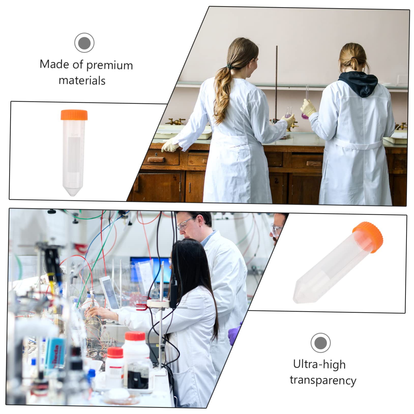 LIFKOME Provette da Centrifuga con Fondo Conico 50ml Blu in Plastica | Graduazione Precisa , Lettura Immediata , Confezione da 50 Pezzi Colore Casuale