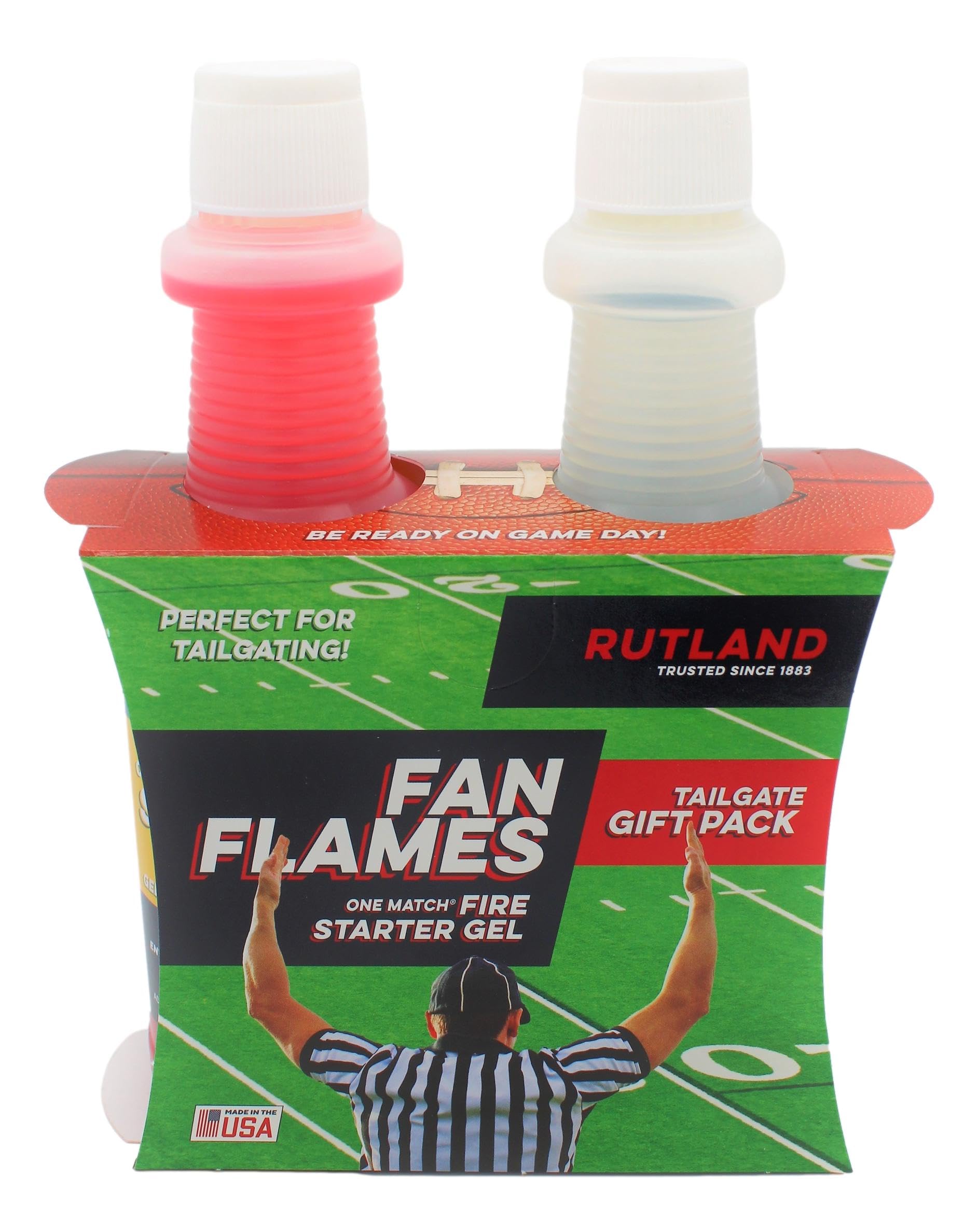 Rutland Fan Flames, Football Team Colors Fire Starter for Football Tailgating & Grilling, Pro & Collegiate Sports, Two 16 fl oz Bottles (Red & Clear)