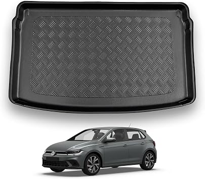 NOMAD VW Polo 2017+ Boot Liner [Upper Boot Position] Tailored Fit Car Floor Mat Protector Non Slip Waterproof Raised Edges Compatible Custom Fit Accessory Black Dog & Pet Friendly