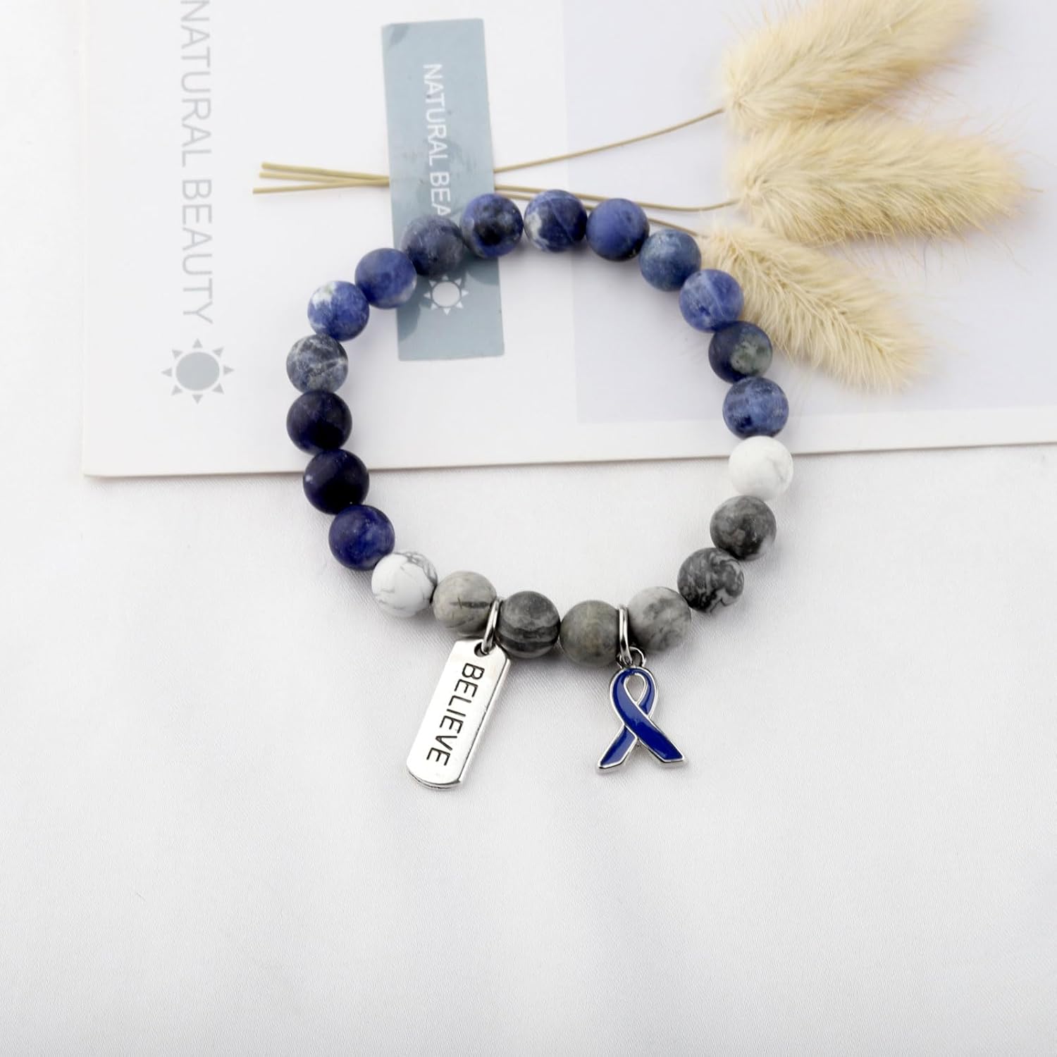 WSNANG Colon Cancer Awareness Gifts Dark Blue Awareness Ribbon Bracelet Inspirational Jewelry for Cancer Survivor Fighter - Image 6