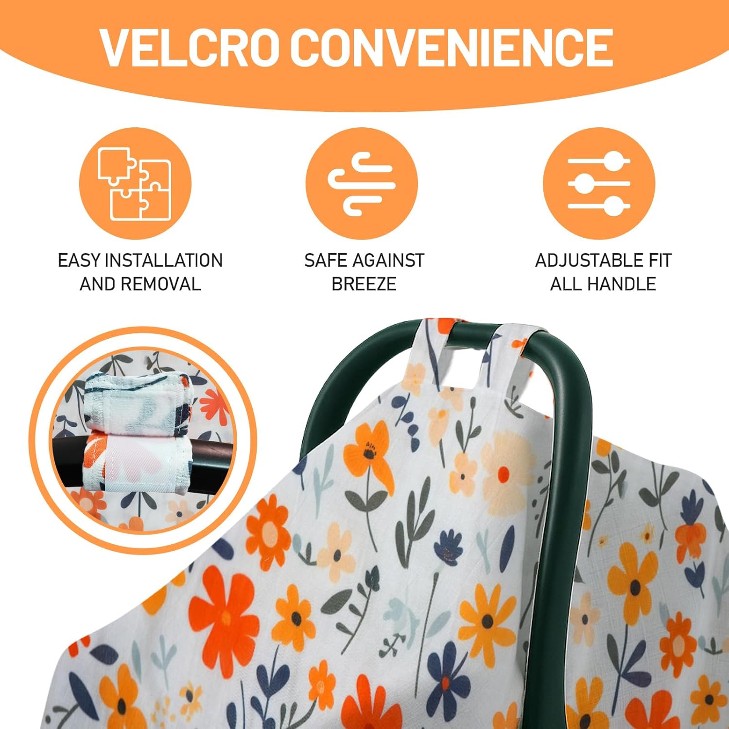 80S Muslin Car Seat Cover for Babies - Soft & Breathable Infant Carrier Canopy, Lightweight Sunshade for Summer, Universal Fit for Baby Boys & Girls - Image 3