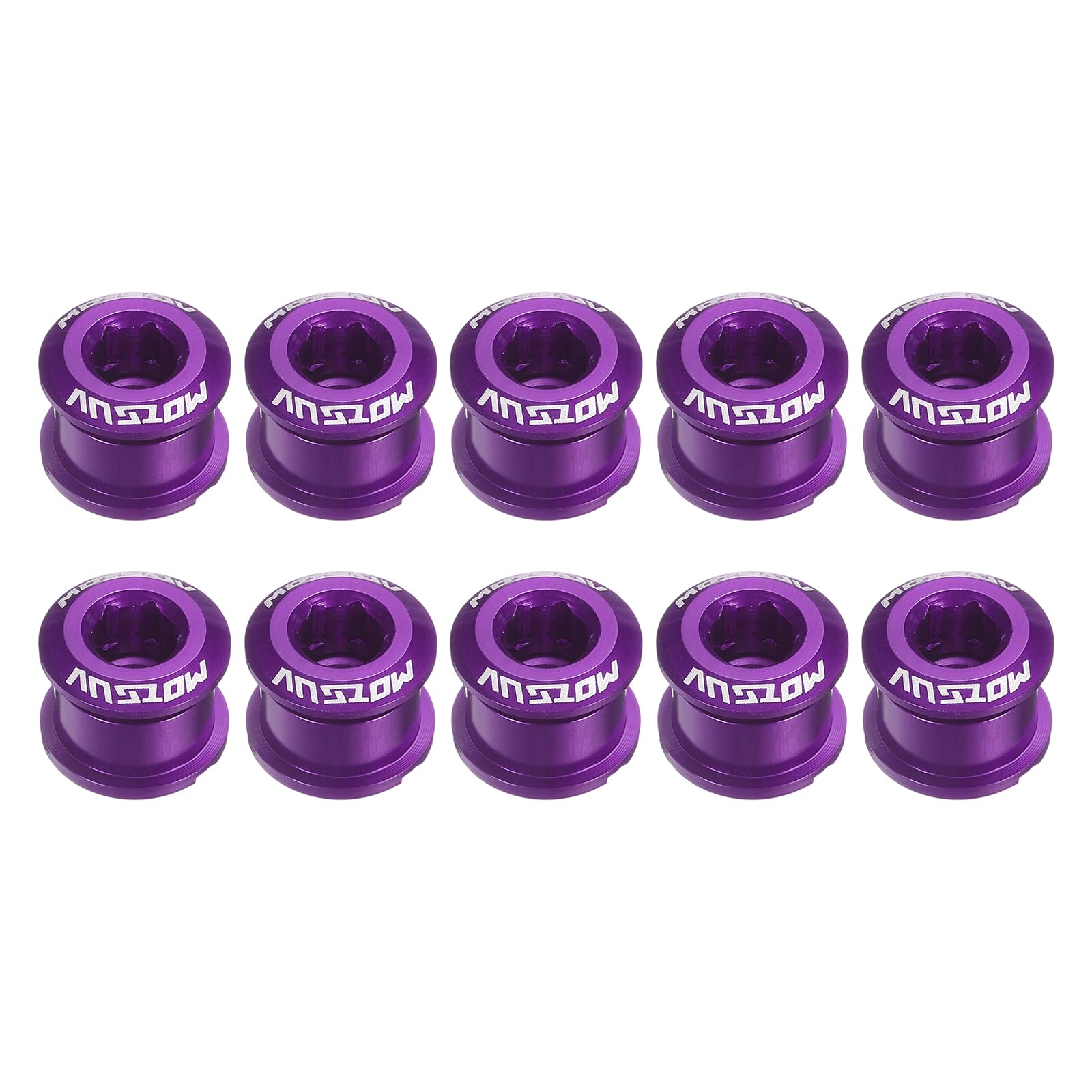 sourcing map 10pcs Single Chain Ring Bolts M8 Aluminum Alloy Bicycle Crankset Nuts Chainwheel Screw for Road Bike Mountain Bike, Purple