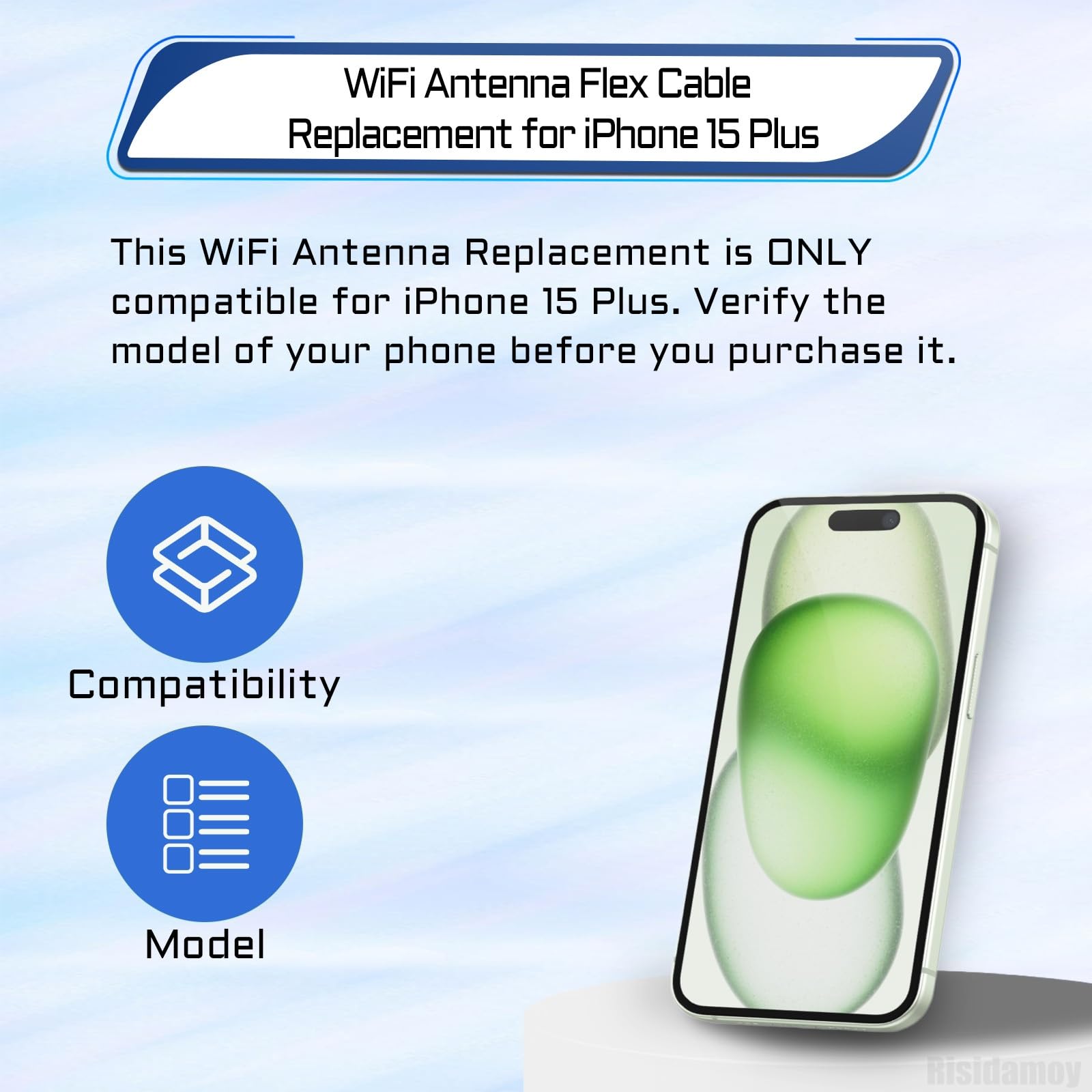 Risidamoy WiFi Antenna Replacement for iPhone 15 Plus Signal WiFi Antenna Connector Cable Part Replace for iPhone 15plus A2847 A3093 A3094 A3096