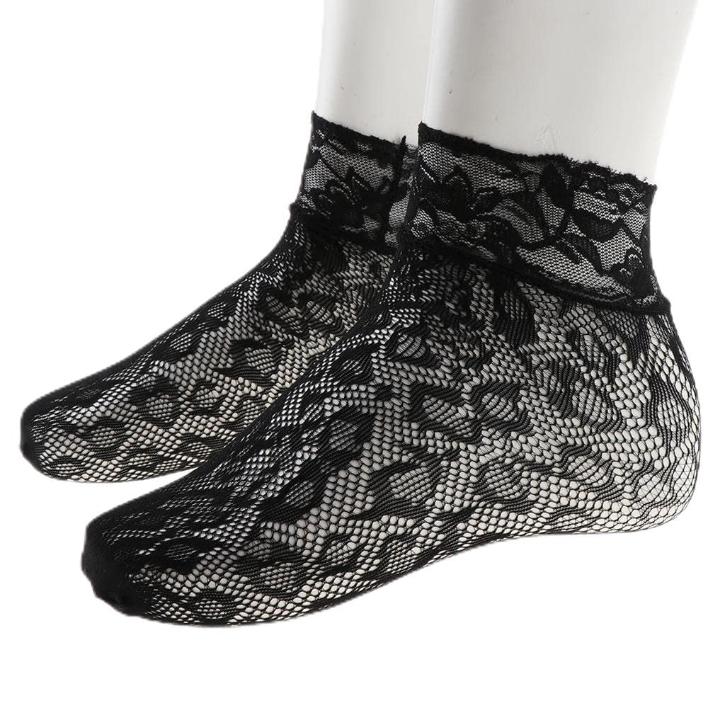 Women Fashion Ultra Thin Short Ankle Socks Fishnet Lace Liner Stockings 05