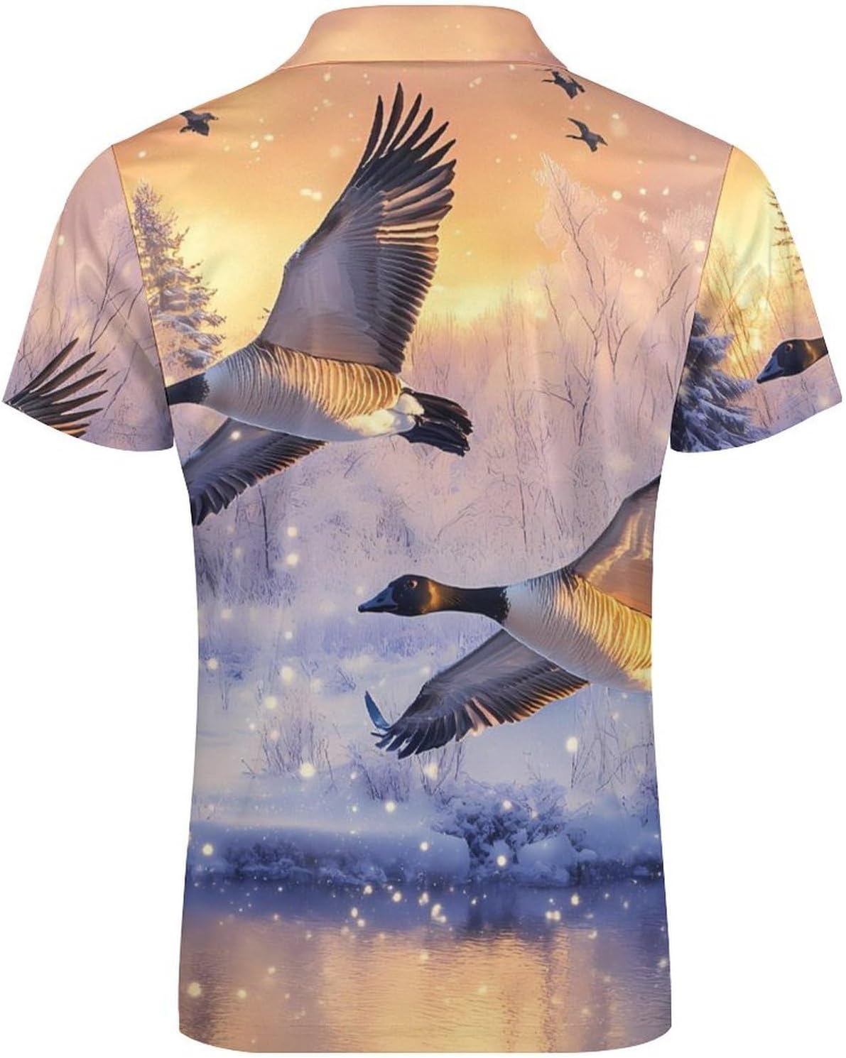 Canadian Flight Bird Geese Polo Shirts for Men Dress Shirts Short Sleeve Golf Shirt Casual T-Shirts Top