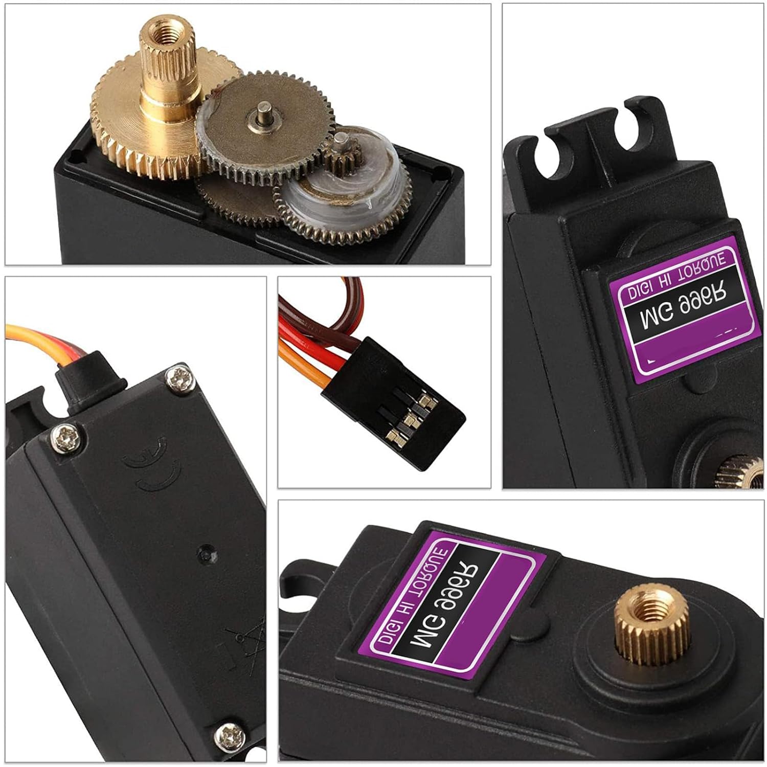 6 Packs mg996r servo Motor - 55g Metal Gear Torque Digital rc servo for futaba jr, Compatible with scx24 and mg90s, Ideal for Helicopter car Boat Robot
