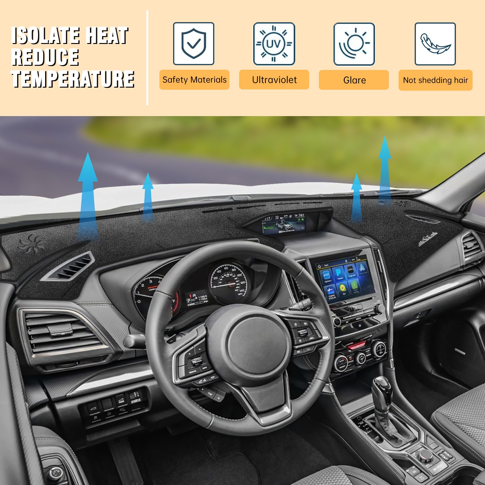 For Subaru Forester 2019-23 black Dashboard Cover Dashmat Dash Anti-Sun Mat Pad