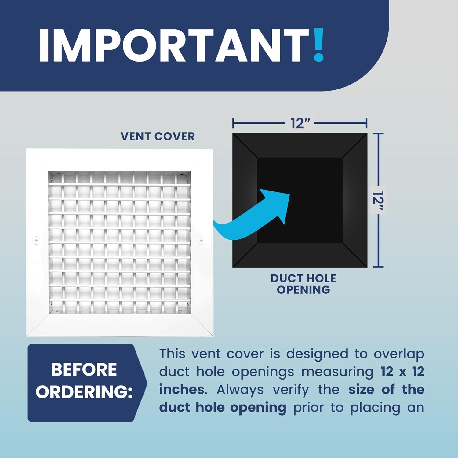 12"x12" Duct Hole Aluminum Vent Cover - Aluminum Double Deflection Adjustable Air Supply - Vent Grille Register Without Damper - Full Vertical & Horizontal Airflow - HVAC Wall & Ceiling Cover - White