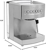 Vista 3 de Cuisinart EM-200NP1 Máquina de café expreso programable de 15 bares, acero inoxidable