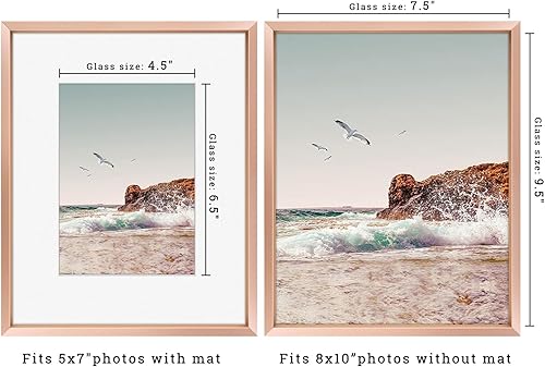 Vista 118 de Frametory - Colección de marcos de metal para fotos, marco de aluminio para fotos con alfombrilla de color marfil y cristal real Dorado