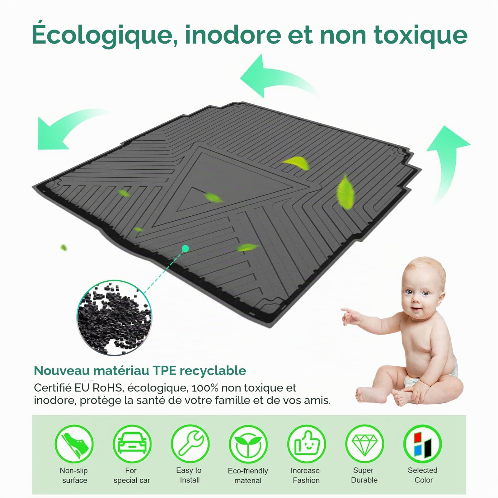 GAFAT Peugeot 3008 II 2016-2023 2024 Tapis de Coffre, Peugeot 3008 2023 Tapis de Coffre Tapis à Bord Haut TPE Original Scanner 3D, Peugeot 3008 Accessoires (Plancher de Chargement Supérieur)