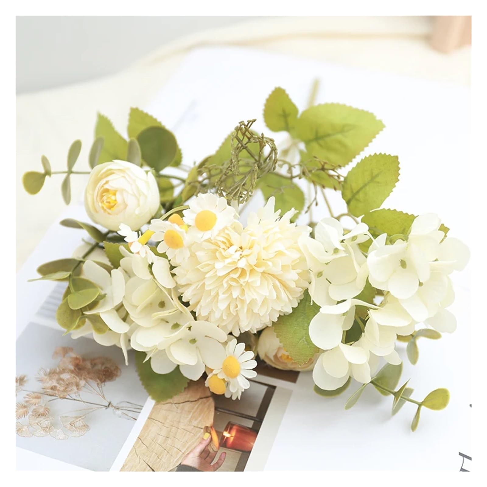 LXLAEOANG Artificial Flower Branches Delicate Silk Rose Tea Bud Sunflower Wedding Decoration Home Dandelion Hydrangea Artificial Flowers(Color8)