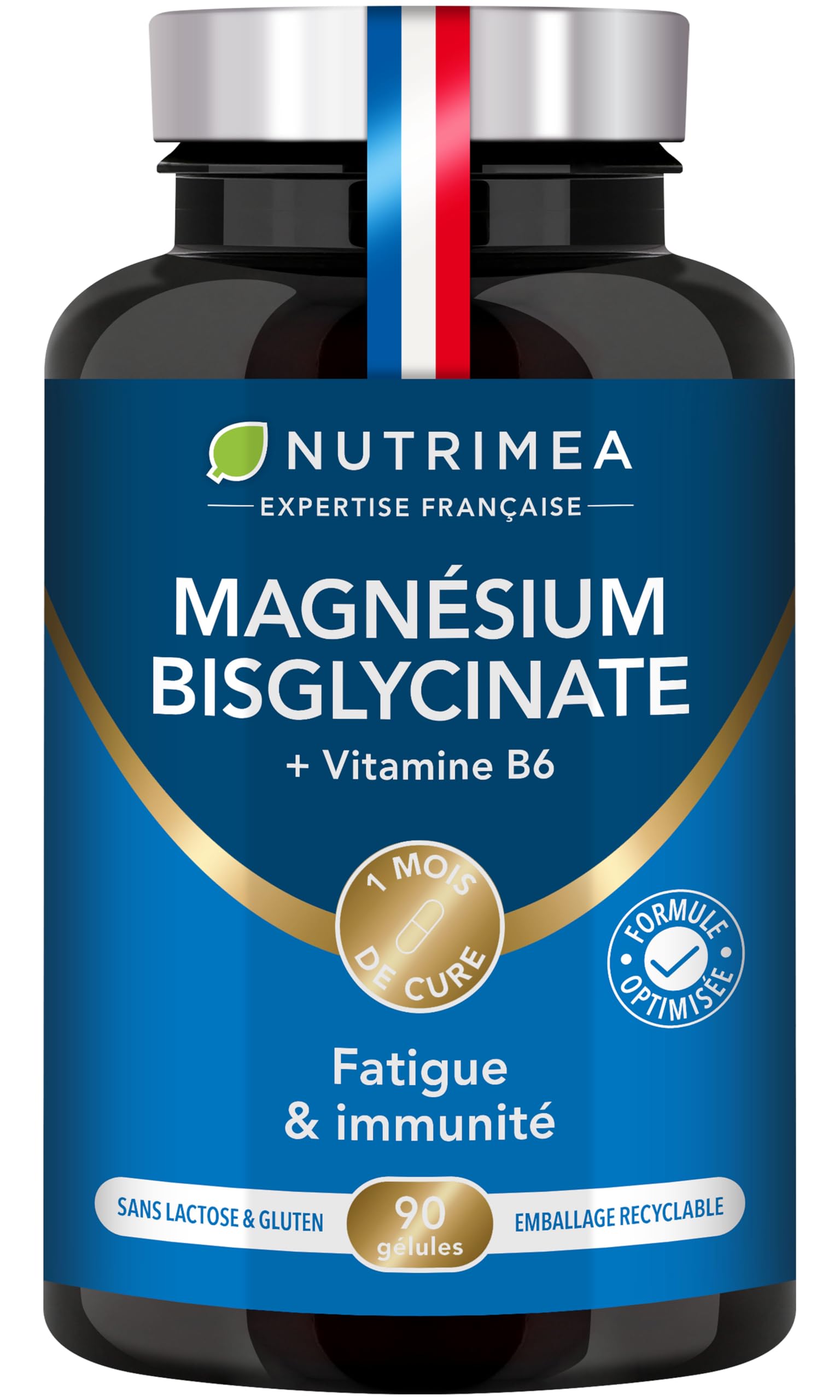 Magnesium Bisglycinate + Vitamin B6 - Sleep, Stress, Fatigue - Maximum Absorption & Easy Assimilation - 90 Vegan Capsules - Nutrimea - Made in France - 2