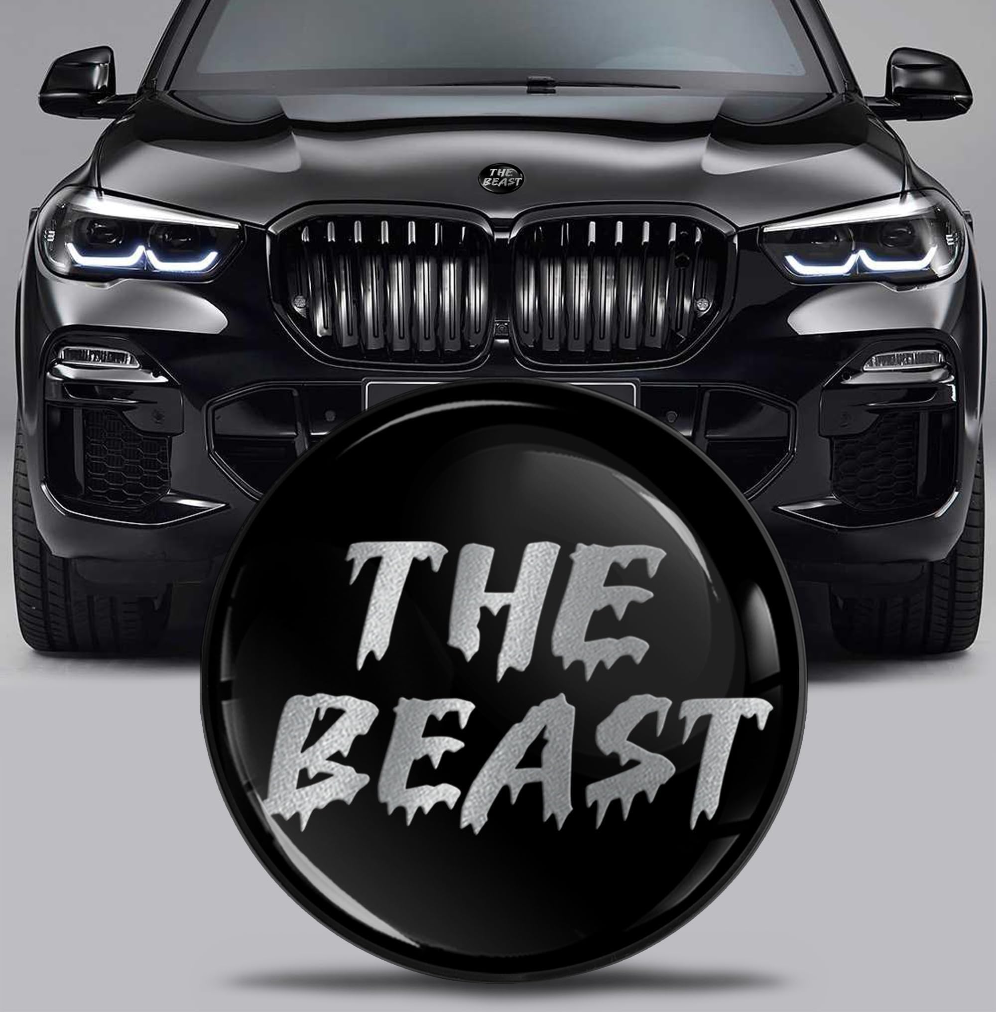 Front Hood Trunk Tuning Badge 82mm Compatible with BMW Emblem 51767288752 Black EX 16