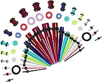 Marsrut 50pcs Ear Stretching Kit: Acrylic Plugs, Tapers & Silicone Tunnels 14G-00G - Beginner Gauges for Pain-Free Stretching Men Women