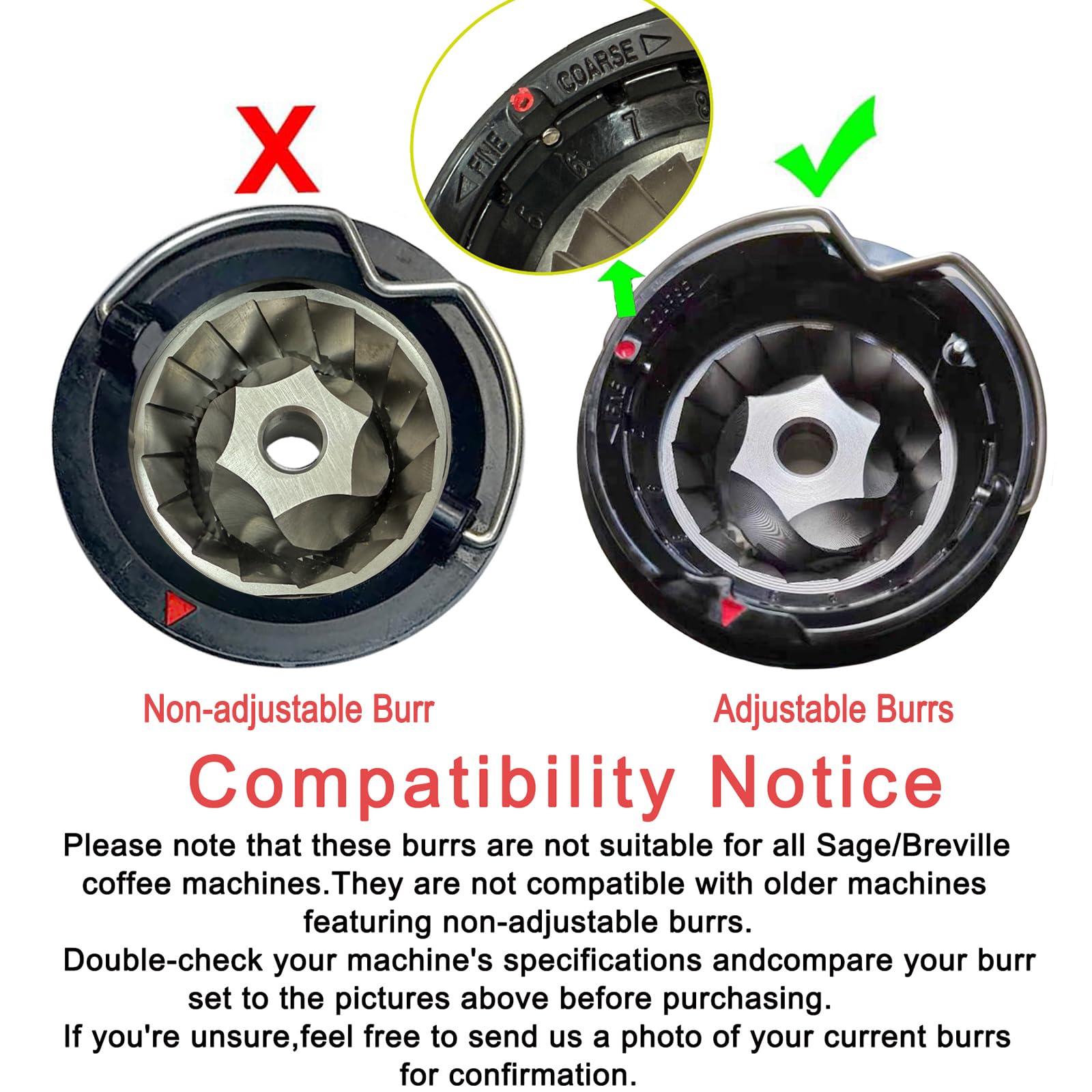 Conical Grinder Burr Set Replacement - Compatible with Breville/Sage BES995/BES980XL/BES990/BES880/BES881/BES878 Espresso Machines (From 1926 PDC)
