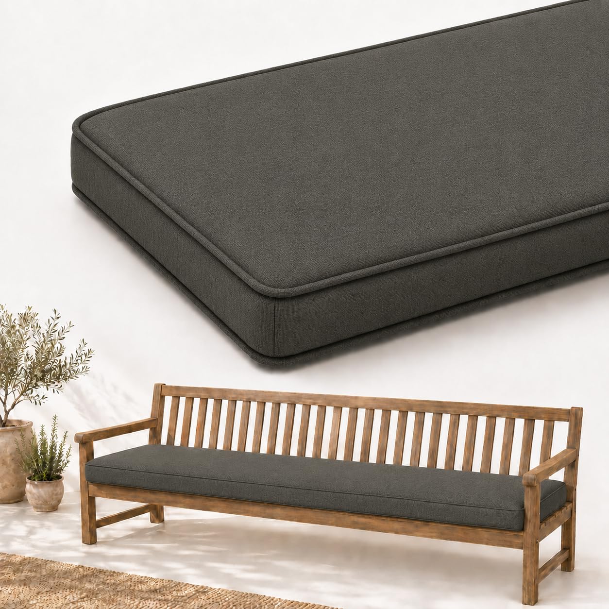 AZMAHT Linen Bench Cushion Indoor - Comfort Seat Pad for Dining Bench Window