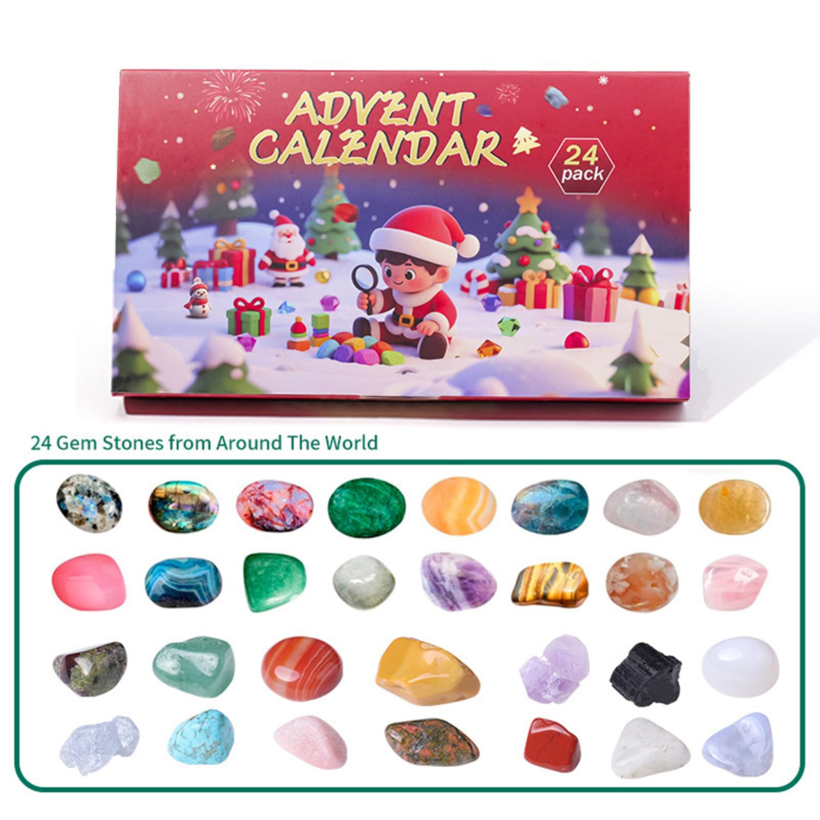 Calendario Avvento 2025 Pietre e Minerali con Cristalli Set di Pietre