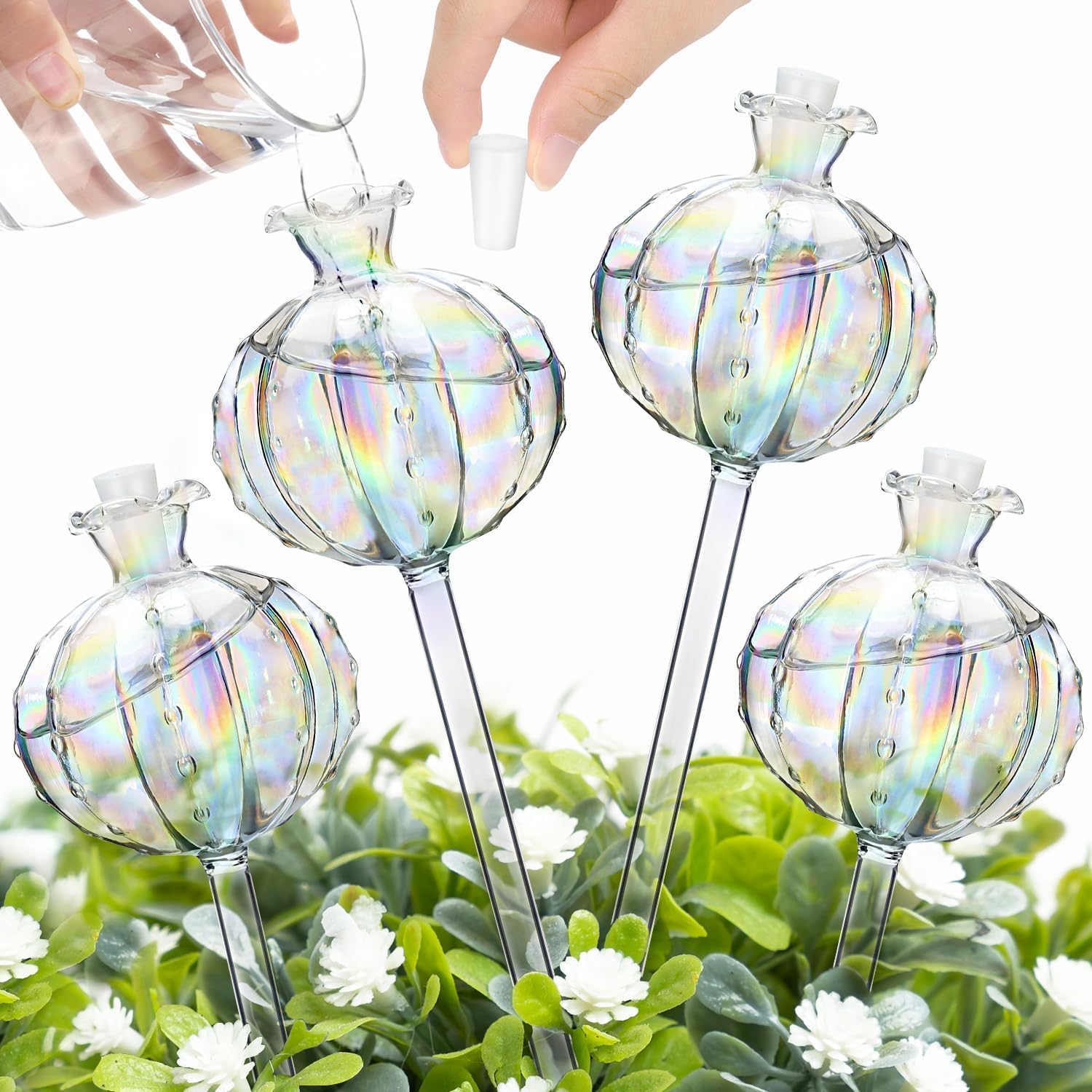 Boules D'Irrigation HGRGHH - Lot De 2 - 200ml Verre - Arrosage Automatique Plantes - Pour Intérieur/Extérieur - Forme Champignon