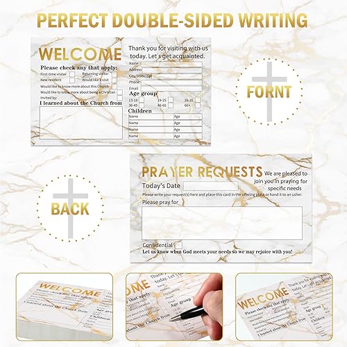 Miniatura 10 de 200 tarjetas de visitante de la iglesia de 3 x 5 pulgadas, hojas verdes, paquetes de bienvenida, tarjetas de oración a granel, tarjetas decorativas