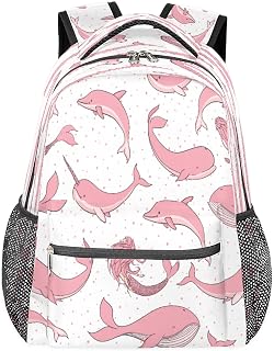 Mochilas escolares leves para meninos e meninas, narvais adolescentes, sereia, golfinho, impermeável, 40,64 cm, para viagem, laptop, casual, adequado para homens e mulheres, trabalho, viagens, caminhadas, acampamento, Multicor, Medium, Mochilas Daypack