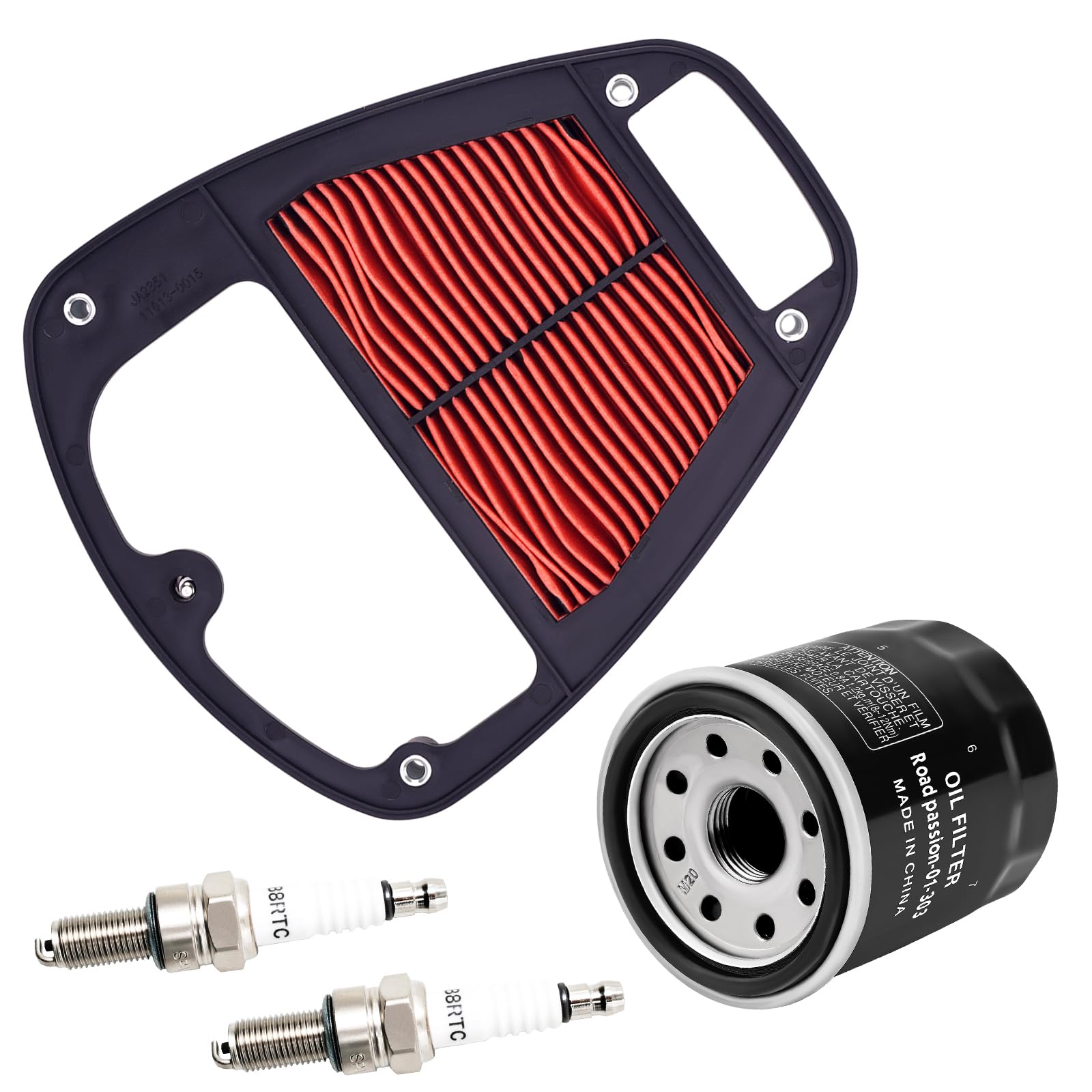 Road Passion Moto Filtro de Aire 11013-0917 HFA2919 & Filtro de aceite & Candele di accensione Compatible para Kawasaki VN900 Vulcan 900 Custom 2006-2023/ VN900 Classic SE Special Edition 2011-2014