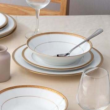 Noritake Charlotta Gold 12-Piece Dinnerware Set, Service for 4