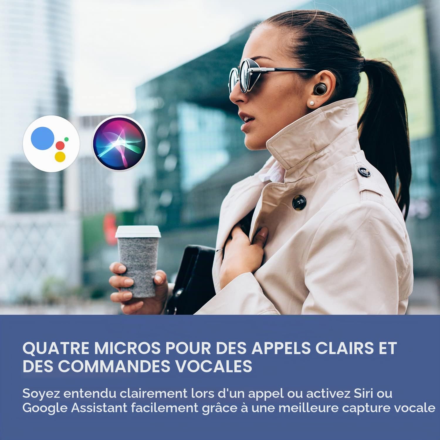 Creative Sensemore Air écouteurs intra-aural True Wireless résistants à la sueur avec technologie Sensemore, mode ambiant, suppression active du bruit, quadruple micro, Bluetooth 5.2, autonomie de 35h
