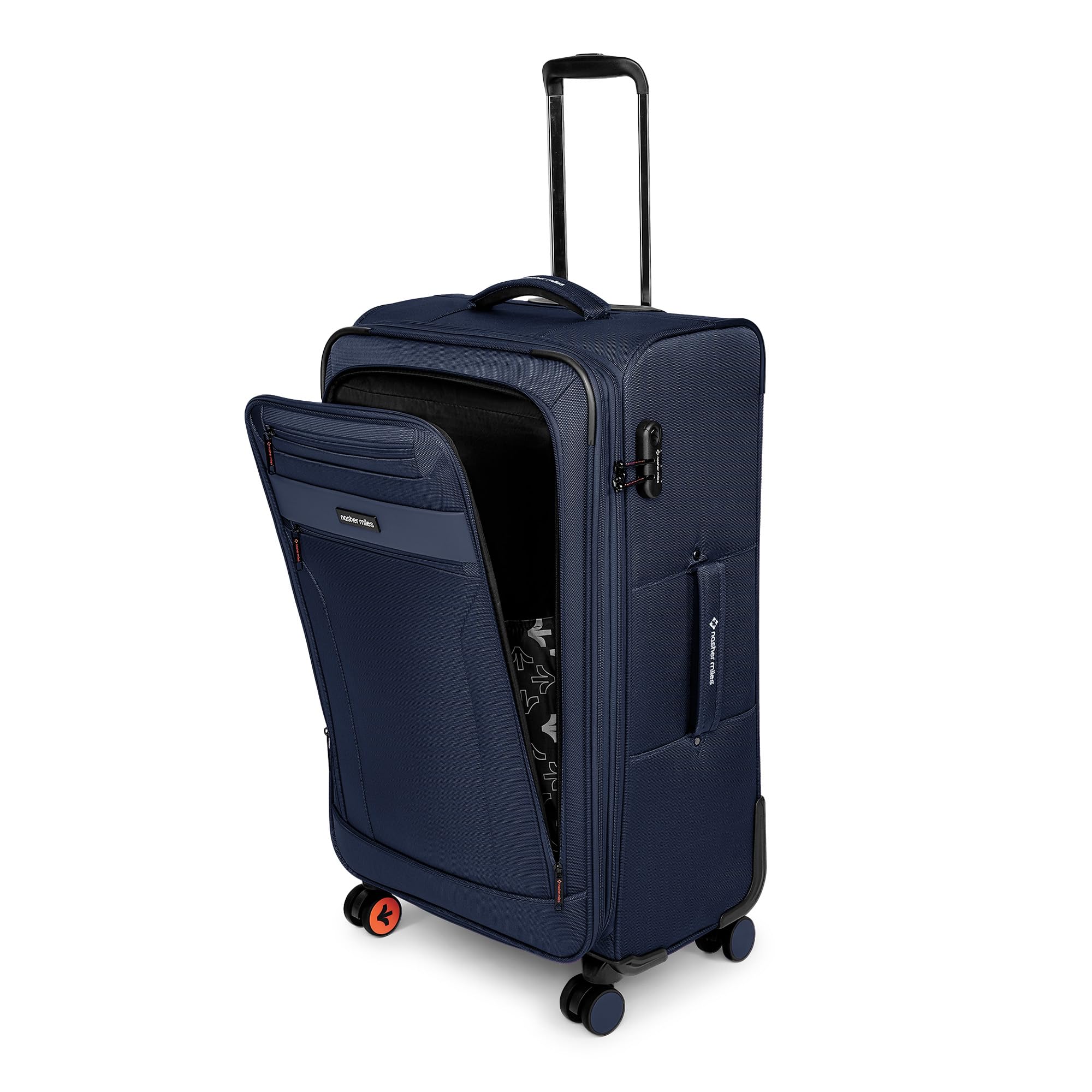 Berlin Expander Soft-Sided Polyester Check-in Luggage 28 inch | 75cm | 8 Wheels Large Trolley Bag for Travel | Suitcase (Navy Blue)