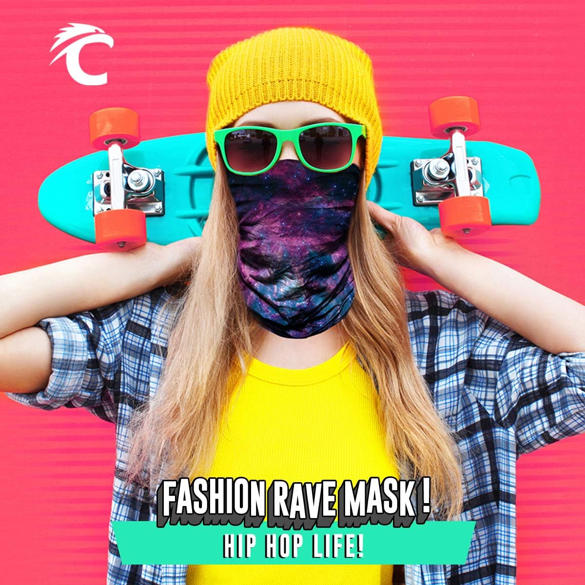 CUIMEI Face Bandanas Mask Neck Gaiter for Women Seamless Headwear Tube Scarf for Rave Music Festival Party Sun UV Protection : Sports & Outdoors