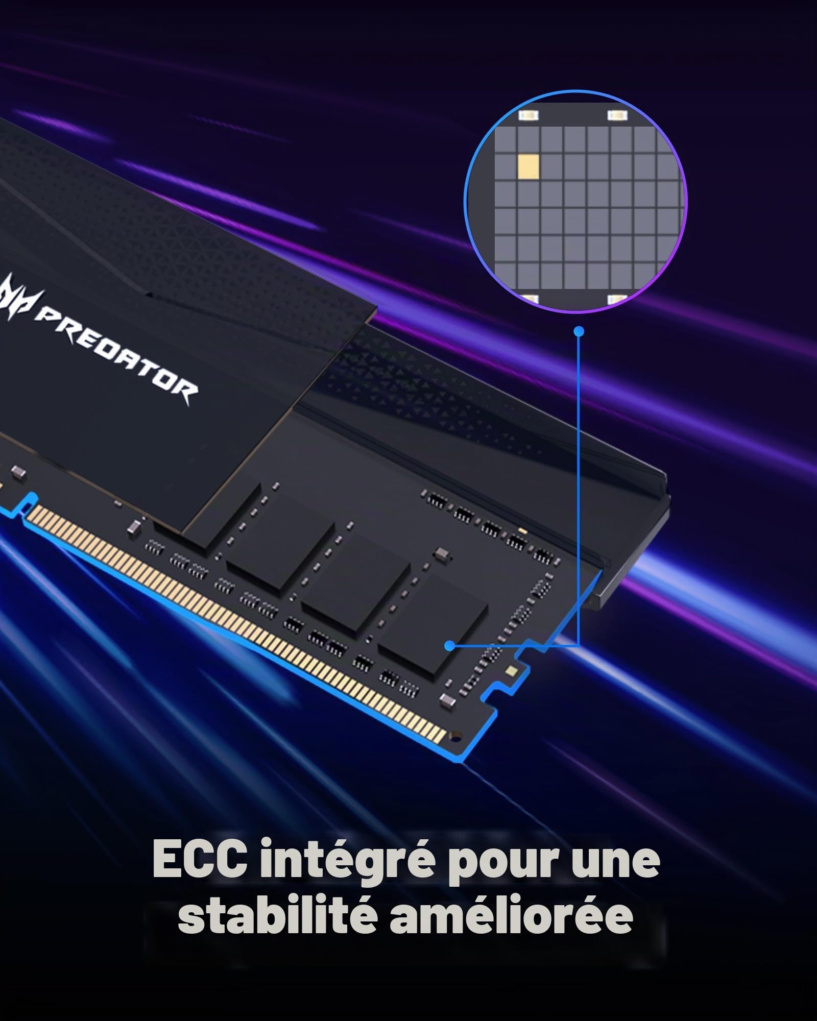 Acer Predator Pallas II mémoire RAM DDR5 32Go (16Go x 2) 6000MHz CL36 - Intel XMP 3.0 & AMD Expo - Mémoire de Travail pour Ordinateur de Jeux PC - Noir