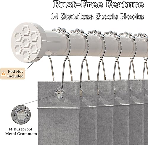 Miniatura 7 de South to East Cortina de ducha impermeable, cortina de ducha plegable magnética resistente, no tóxica, 72 x 80 pulgadas, juego de cortinas de baño