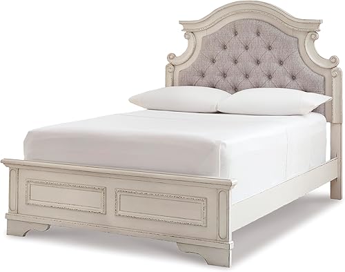 Miniatura 15 de Signature Design by Ashley Realyn Cama de Plataforma de Almacenamiento Tapizada Tradicional con Mechones Queen con 2 Cajones, Base o Somier No