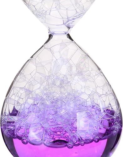 Miniatura 5 de Reloj de arena de cristal de burbujas de ensueño creativo hecho a mano, regalo de cumpleaños líquido para amante, sala de estar, aula, morado