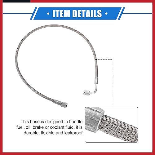 Miniatura 54 de AN3 - Línea de alimentación de aceite turbo de acero trenzado de 90 grados a extremo de manguera recto, turbocompresor remoto de 34 pulgadas, línea