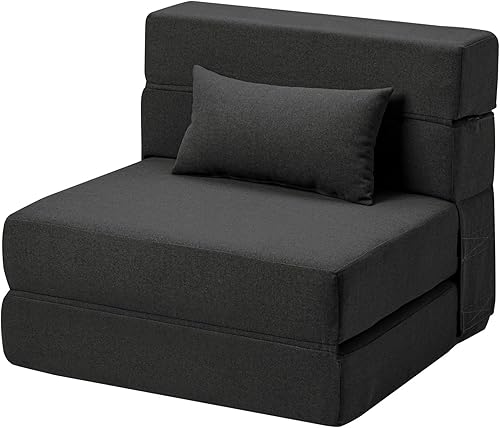 Miniatura 80 de Sofá cama plegable 2 en 1 con almohada, silla plegable, sofá de piso y colchón para dormir, funda lavable y silla de espuma viscoelástica para sala