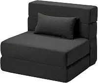 Sofá-cama Suyols dobrável com travesseiros, poltrona conversível em sofá e colchão, com espuma viscoelástica para sala/dormitório/quarto/escritório/apartamento/mezanino, solteiro 28, cinza-escuro