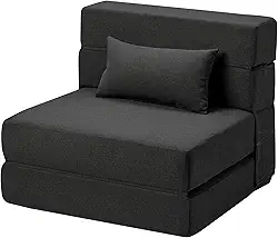 Sofá-cama Suyols dobrável com travesseiros, poltrona conversível em sofá e colchão, com espuma viscoelástica para sala/dormitório/quarto/escritório/apartamento/mezanino, solteiro 28, cinza-escuro