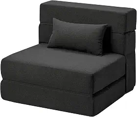 Sofá-cama Suyols dobrável com travesseiros, poltrona conversível em sofá e colchão, com espuma viscoelástica para sala/dormitório/quarto/escritório/apartamento/mezanino, solteiro 28, cinza-escuro