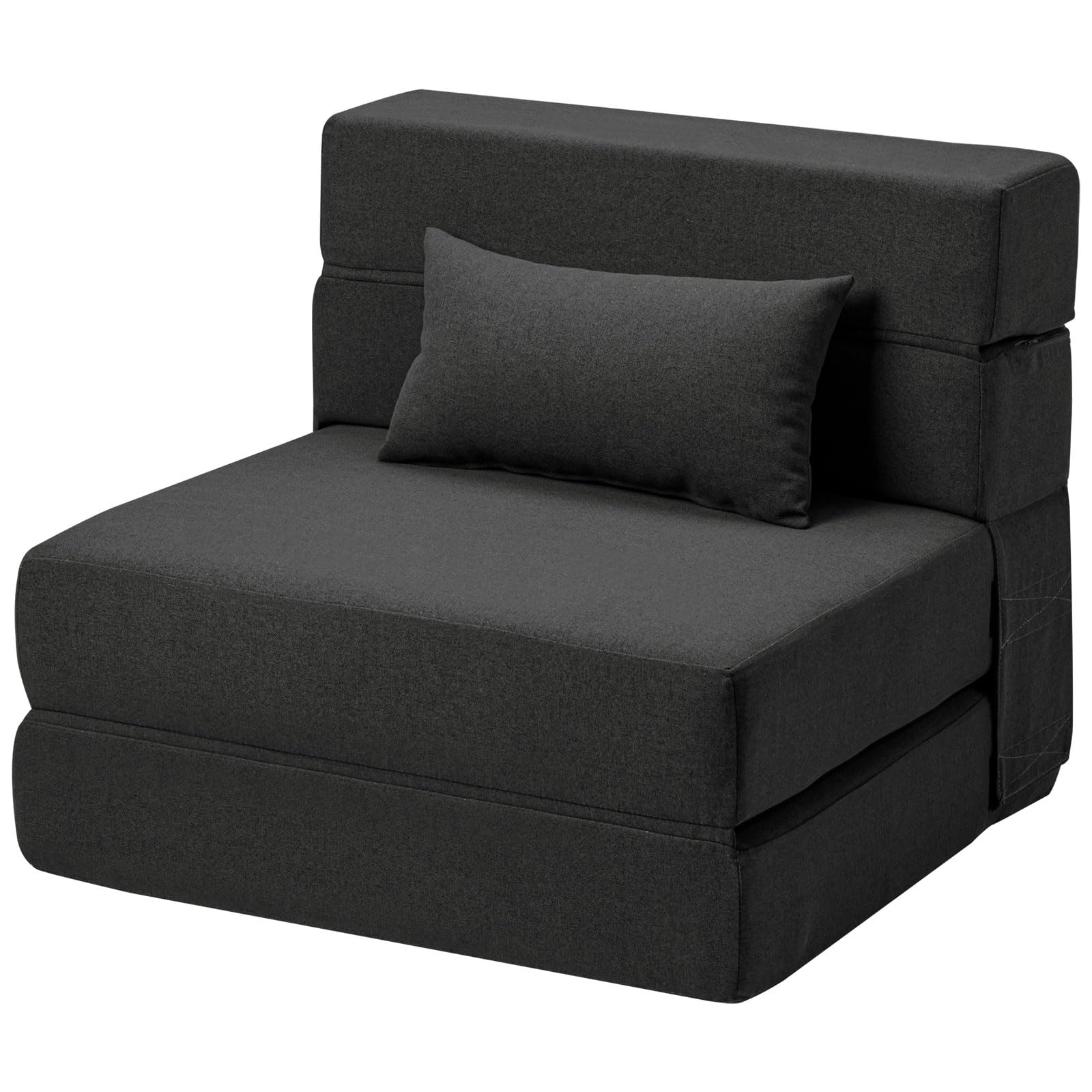 SUYOLS Folding Sofa Bed with Pillow- Convertible Chair Floor Couch & Sleeping Mattress, Foldable Memory Foam Sleeper for Living Room/Dorm/Guest Room/Home Office/Apartment/Loft, Single28, Dark Gray