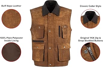 トップス leather vest native suede Walnut button Traditional Men Western Suede Leather Vest - Classic Native
