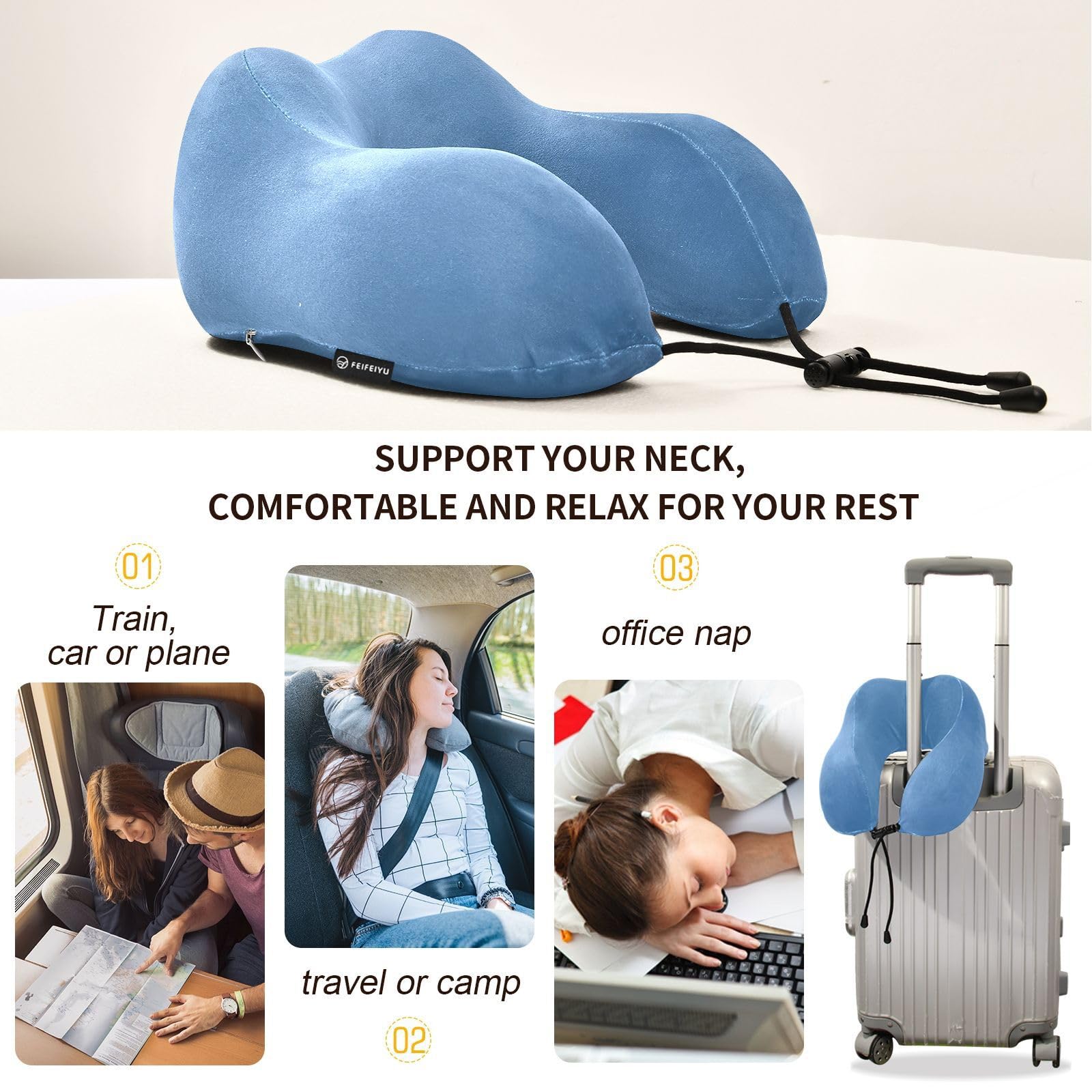 枕 Travel pillow Amazon.com: Blue Travel Pillow Memory Foam Neck Pillow with