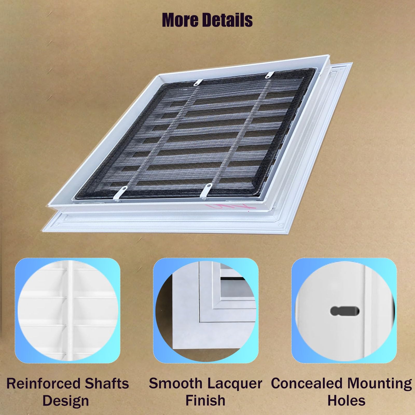 Rejilla de ventilación cuadrada de 12/14/16/18/24/25 pulgadas, panel de acceso de plástico prensado duradero para pared/techo, ideal para fontanería, válvula eléctrica, aire acondicionado (43 x 43 cm)