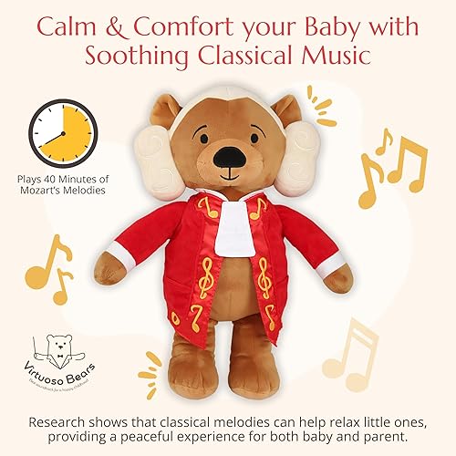 Miniatura 2 de Amadeus Mozart - Oso de peluche – reproduce 40 minutos de música clásica, educativo y relajante interactivo para bebés y niños pequeños, perfecto
