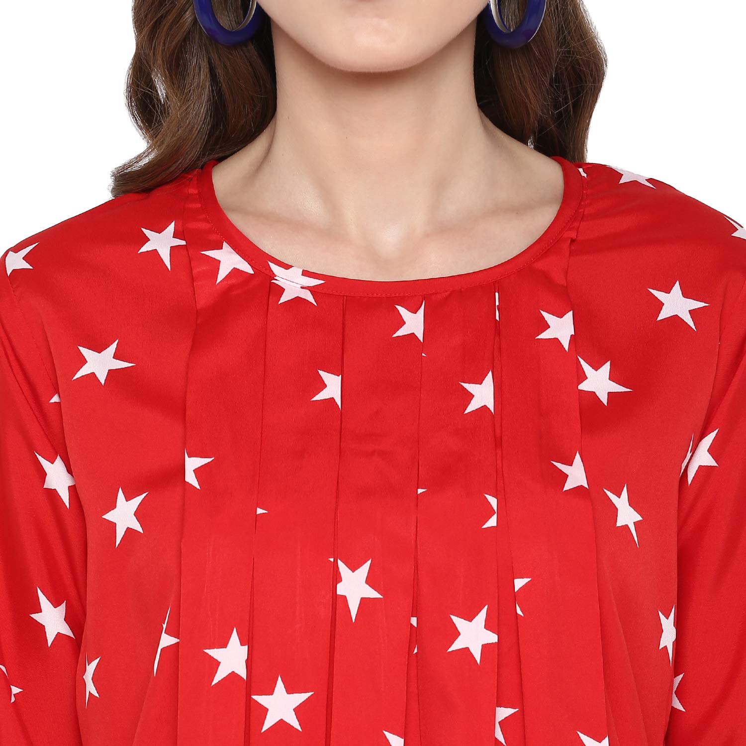 Indietoga Women's Red Star Crepe Tops (X-Large) 1