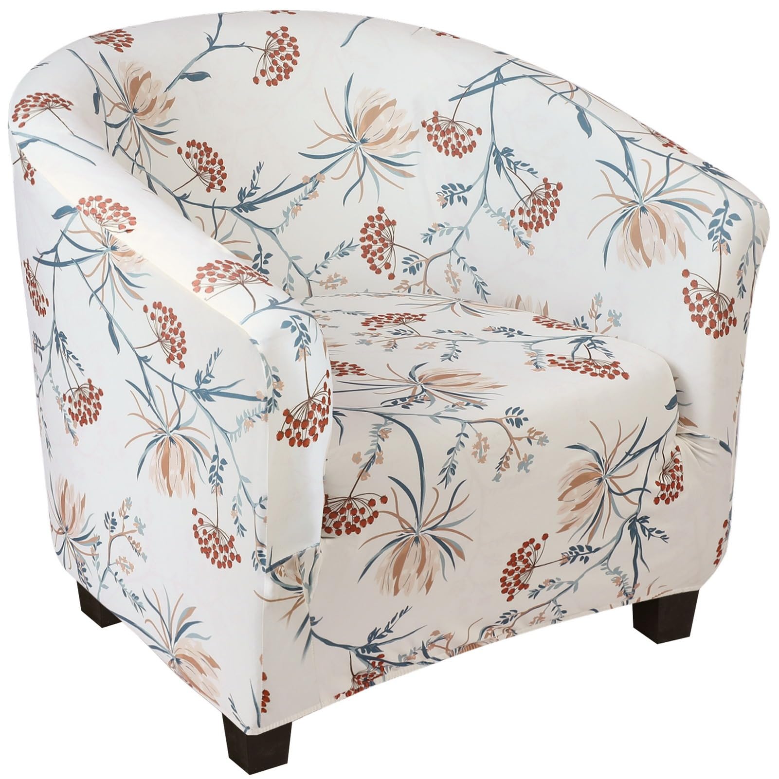 SearchI Club Chair Slipcover Stretch Barrel Chair Covers Printed Tub Chair Slipcovers Soft Spandex Armchair Sofa Cover Removable Couch Furniture Protector for Living Room (Elegant Blossom)